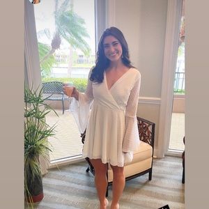 White bell sleeve dress